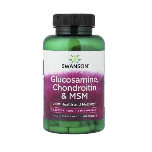 complément alimentaire Glucosamine, Chondroïtine &amp; MSM SWANSON pour favoriser la santé et la mobilité des articulations 360 comprimés
