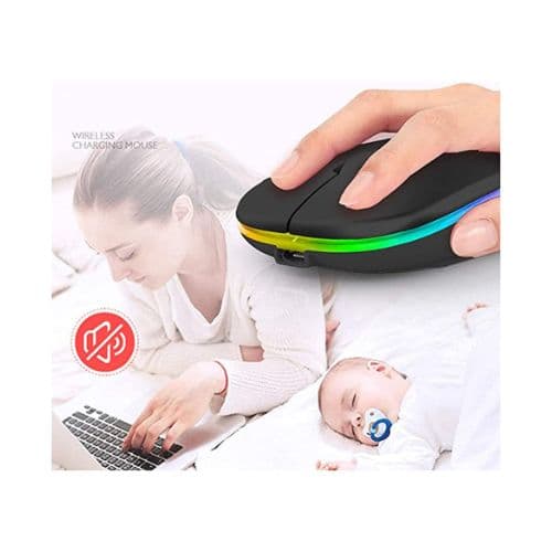 Souris sans Fil Rechargeable Ultra fine Silencieuse, Rétroéclairée pour Ordinateur